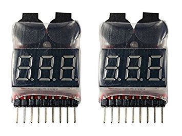 2 PACK Lipo Battery Voltage Checker Alarm LED 1-8 Cell - Apex RC Products #1655