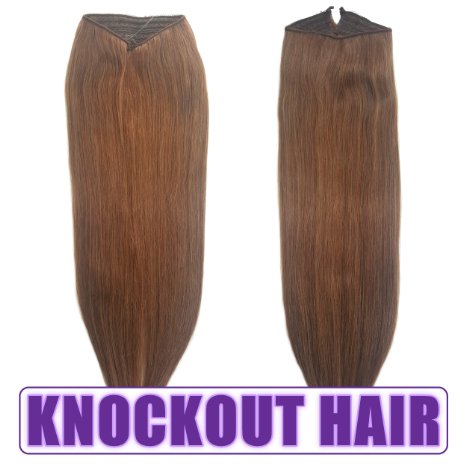 Fits like a Halo Hair Extensions 16"-18" - No Clips, No glue, No Tape, No Damage! It's so EASY! 100% Remy Premium Couture Grade AAAAA Human Hair! (Light Ash Brown 16" #7A)