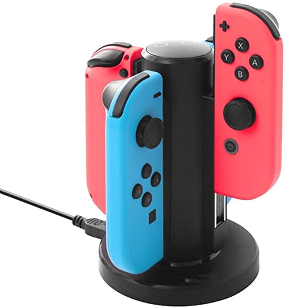 Soyan Charging Dock Compatible with Switch Joy Con, Charges 4 Joy-Con Controllers Simultaneously (Black)