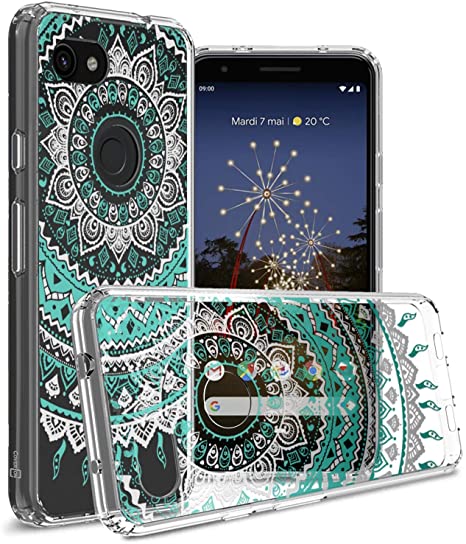 CoverON Hard Slim Fit ClearGuard Series for Google Pixel 3a XL Case (2019), Teal Mandala Design