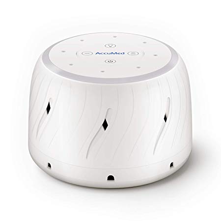AccuMed Classic White Noise Machine, High Fidelity Sound Conditioner Machine, Variable Volume Adjust, Adjustable LED Lighting, High and Low Settings for Sleeping, Privacy, Relaxation (AC-WN106) White