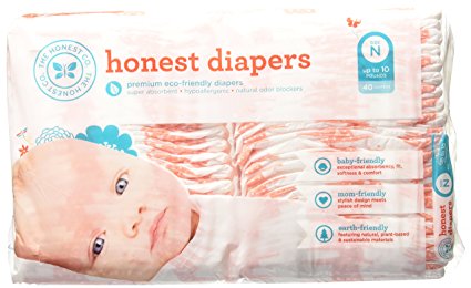 The Honest Company - Eco-Friendly and Premium Disposable Diapers - Giraffe, Newborn Size (&lt;10lbs.) 40 Ct.