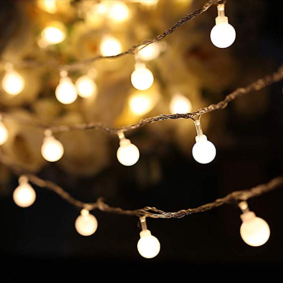 33Ft 100 LED Globe String Lights Waterproof Fairy Lights, Plug-in Powered Decorative String Lights for Bedroom, Garden, Christmas Tree, Wedding, Parties Indoor Outdoor Use (Warm Light)