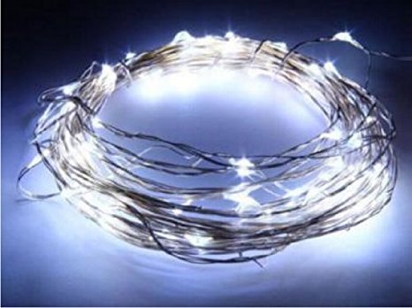 DIY light Alkbo 30 White Micro LED Battery Operated String Lights 10 Feet Silver Wire 3PCS