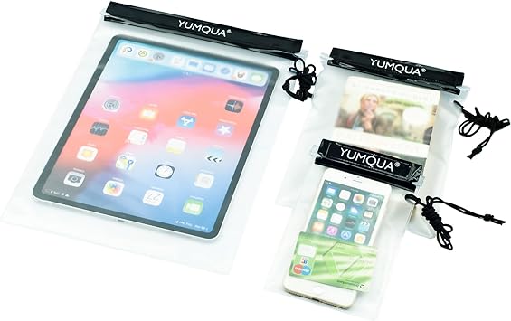 YUMQUA Waterproof Bag, Waterproof Pouch Dry Bag for Document Map,Camera,Tablet and Phone, Set of 3
