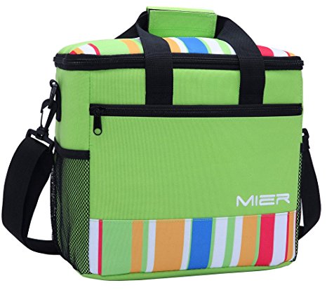 MIER 15L Large Insulated Lunch Bag Picnic Cool Bag for Men and Women, Green