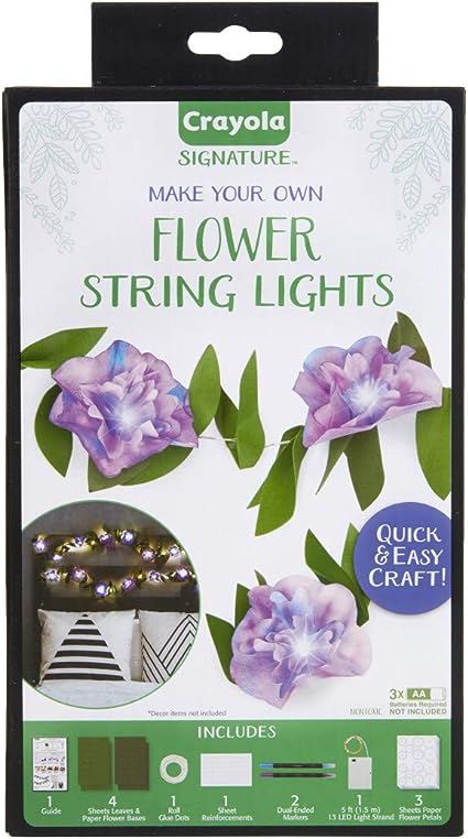 Crayola DIY String Lights Kit, Flower Lights Adult Craft Set, Quick & Easy Fairy Lights Crafts, Gift for Adults, Ages 14