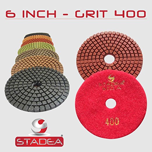 STADEA Grit 400 6" Diamond Polishing Pads Premium Grade Wet Flexible 2.2 MM High