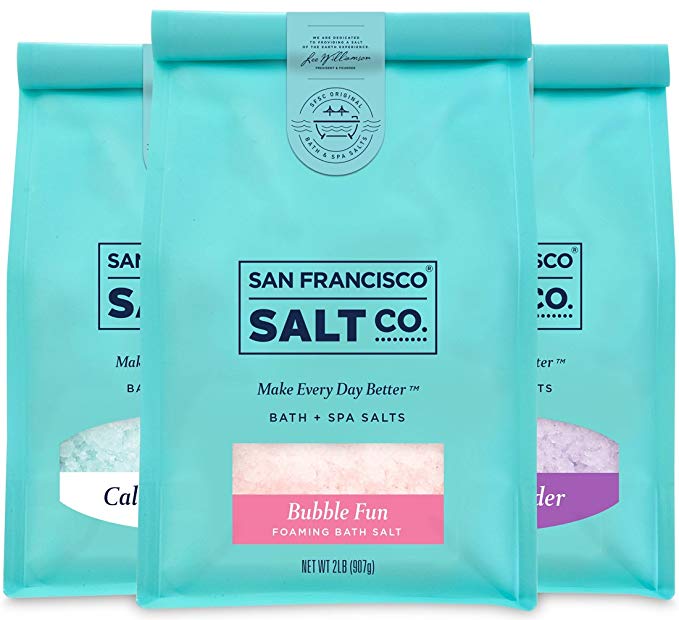 Best Sellers Luxury Bag Bundle - Sleep Lavender, California Breeze, Bubble Fun Foaming Bath Salts (2 lb. bag of each) by San Francisco Salt Company