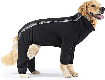 Canada Pooch Slush Suit for Rain & Snow - All Weather, Full Body, Water Resistant, Easy On Dog Rain Jacket with Adjustable Neck, Dog Rain Coat Great for Dogs (10, Black)