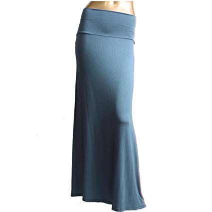 Azules Women'S Rayon Span Regular to Plus Size Maxi Skirt - Solid