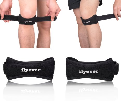 2 PackIlyever Universal Size Jumpers Knee Patellar Tendon Support Strap Band Knee Support Brace Pads to Ease Patellar TendonitisChondromalacia PatellaRunners or Jumpers Knee
