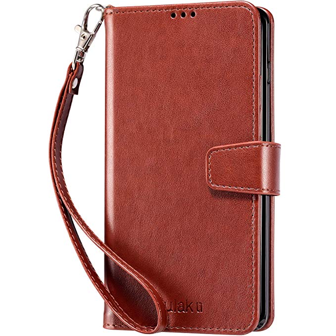 ULAK Wallet Case for Galaxy S10 Plus / S10  (6.4 inch), Folio Flip PU Leather Wallet Case with Stand Card Holder ID Slot Hand Strap Shockproof Protective Cover for Samsung Galaxy S10 Plus, Brown