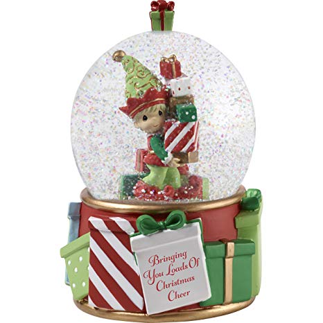 Precious Moments" Bringing You Loads of Christmas Cheer Elf Snow Globe, Multicolor