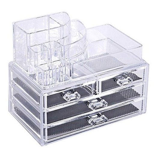 Acrylic Makeup Organizer, Cosmetic Display Box, 4 Drawer Jewelry Makeup Brush & Lipstick Holder, By AcryliCase
