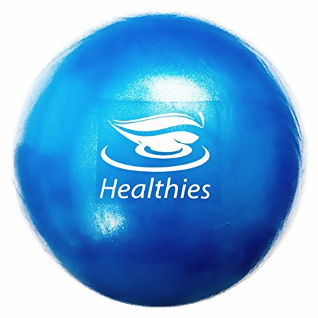 Healthies Small Exercise Ball - 9 Inch Fitness Ball for Physical Therapy, Pilates, Yoga, Barre, Stability Ball, Shoulder and Core Training - with Straw