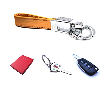 Mehr Elegant Leather Valet Key Chain | Detachable Keychain | Smart Gift Idea (Metallic Gold)