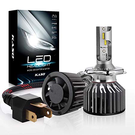 H4 LED Headlight Bulbs 9003 - KASO All-in-One Mini Design Headlight Kit Fog Lights 10000LM 72W/Set 6000K Cool White Highly Waterproof 3 Yr Warranty (H4 9003)