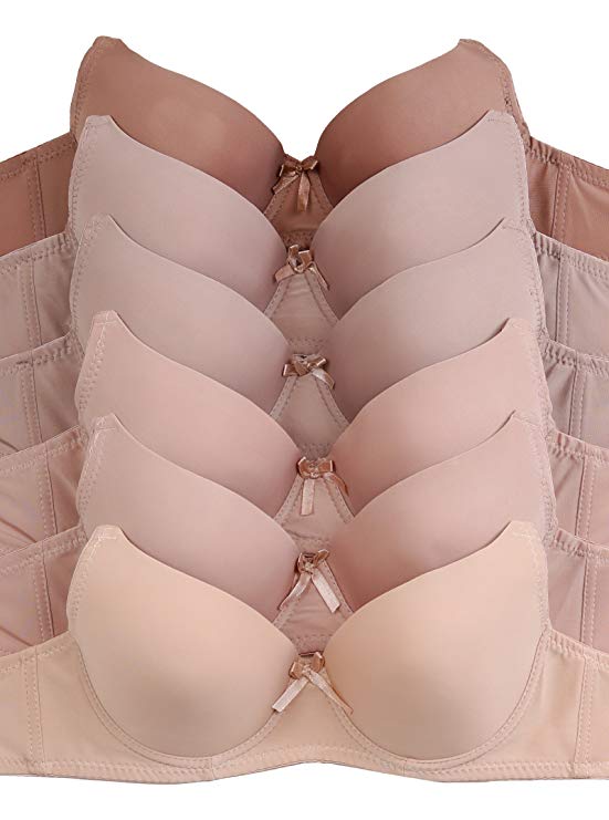 Women's Basic Plain Bras (Packs of 6) - Various Styles