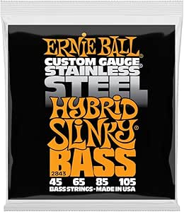 Ernie Ball P02843 Hybrid Slinky Stainless Steel E-Bass-Saiten, Stärke 45-105