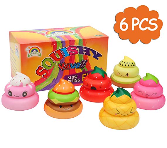 AOLIGE 6PCs Squishies Slow Rising Jumbo Kawaii Cut Poo Creamy Scent Kids Party Toys Stress Reliever Toy
