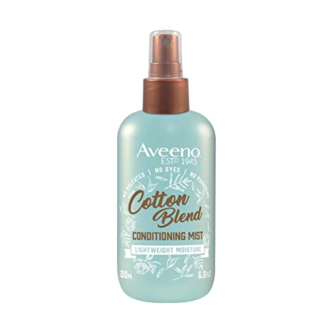 Aveeno Cotton Blend Leave-In Light Moisture Conditioning Mist with for Normal to Fine Hair, Detangling Hair Treatment to Style & Soften, Paraben- & Dye-Free, 6 fl. oz