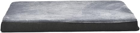 Amazon Basics Orthopedic Gel Foam Mattress Dog Pet Bed with Removable Cover, Large, 35.0"L x 22.0"W x 3.0"Th, Grey