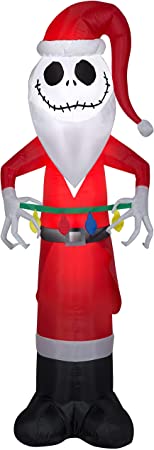Gemmy 5.5' Christmas Inflatable Jack Skellington Holding Christmas Lights Indoor/Outdoor Decoration