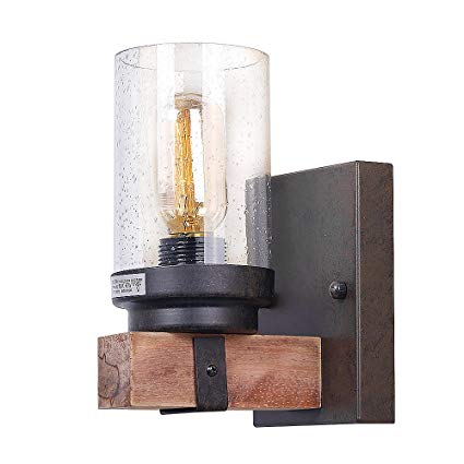 Anmytek W0018 Lamp Wooden Light Wall Sconce Fixture, Brown