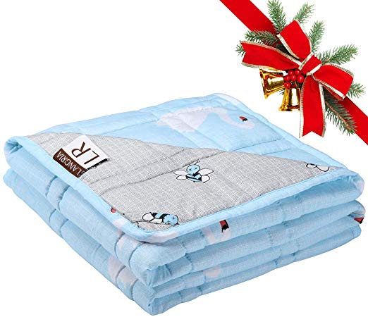 LANGRIA Weighted Blanket for Kids (10 lbs, 48"x60"), Cool Heavy Blanket for Sleeping | Soft Breathable Cotton Fabric with Odorless Glass Beads | Washable Heavy Blanket for Bed Sofa