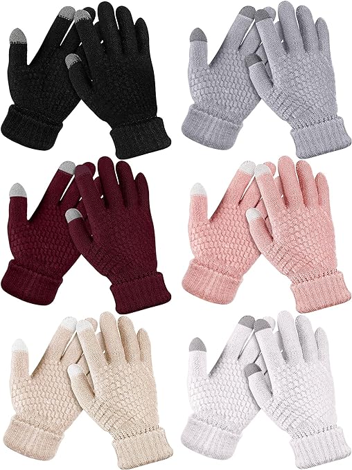 SATINIOR 6 Pair Women Winter Touch Screen Gloves Warm Fleece Lined Knit Gloves for Women Girl