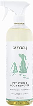 Puracy Professional Strength Pet Stain Remover & Odor Eliminator, Natural Enzyme Concentrate for Dog & Cat Urine, 25 Ounce