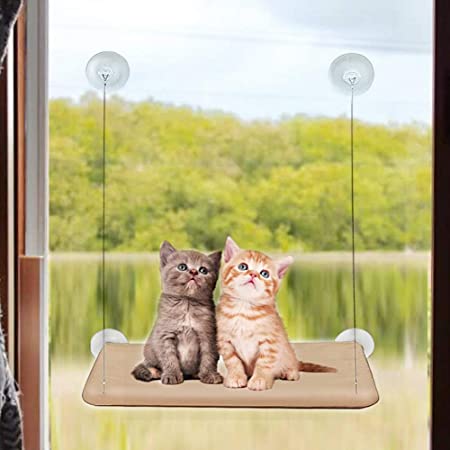 JOCHA Cat Window Perch Hammock Bed for Indoor Cats Kitty Space Saving Safety Heavy Duty Durable Sturdy Hold Weighted Up to 30 lbs Window Sill Mounted Cat Bed Providing All Around 360° Sunbath