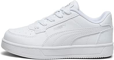 PUMA Caven Sneaker, White Silver Black, 3 US Unisex Little Kid