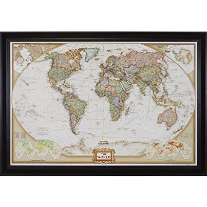 Craig Frames Wayfarer, Executive World Push Pin Travel Map, Upscale Brazilian Walnut Frame and Pins, 24 by 36-Inch