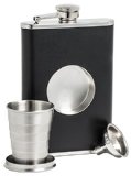 Shot Flask Gift Set with Stainless Steel 8 oz Hip Flask Built-in Collapsible 2 Oz Shot Glass and Flask Funnel - Everything You Need to Pour Shots on the Go - BarMe Brand