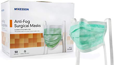 McKesson Medi-Pak Anti-Fog Surgical Mask with Ties - One Size Fits Most