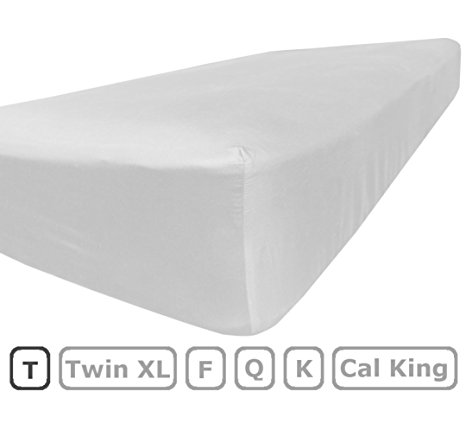 Twin Size Fitted Sheet Only - 100% Brushed Microfiber - 15 Inch Deep Pocket - Flat Sheets Sold Separately for Set - 100% Satisfaction Guarantee (White)