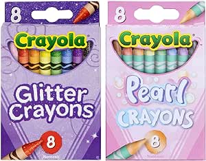 Glitter and Pearl Crayons, 8 count each