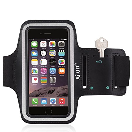 iPhone 6s Armband,iPhone 6 Armband,by Ailun,Feartured with Sport Scratch-Resistant Material,Slim Light Weight,Dual Arm-Size Slots,Sweat Resistant&Key Pocket,with Headphone Ports[Black]