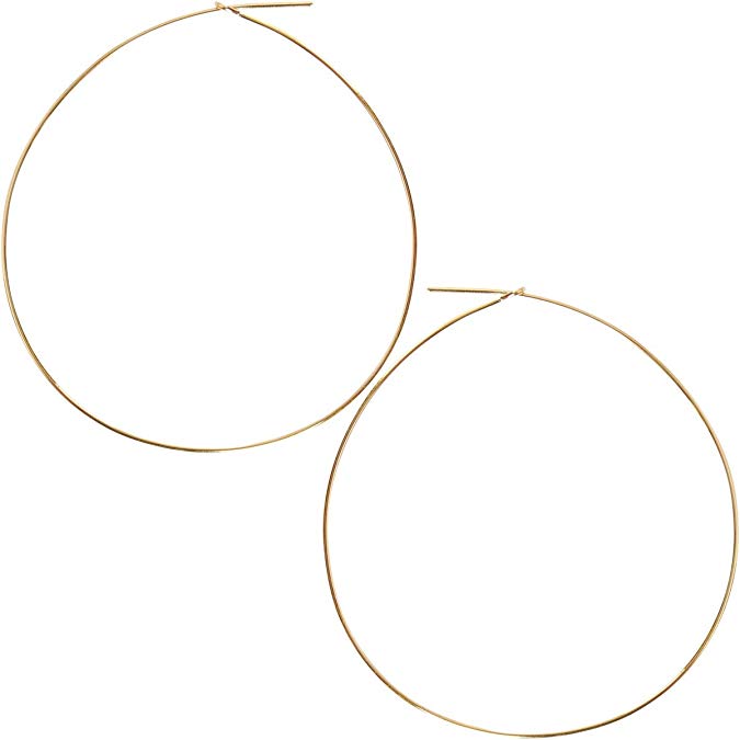 Humble Chic Round Hoop Earrings - Hypoallergenic Lightweight Wire Threader Loop Drop Dangles for Women, Safe for Sensitive Ears - Plated in 925 Sterling Silver or 18k Gold