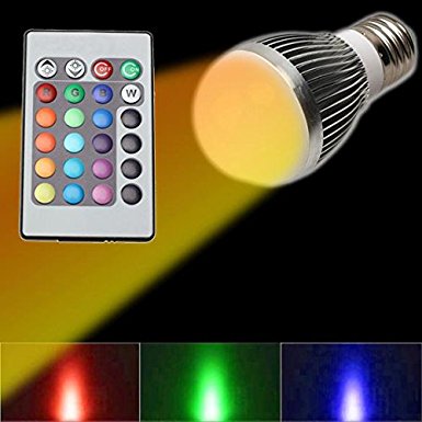 QJoy LED Bulb Light Lamp with Remote Control Energy Saving RGB 16 Color Change 3W for Home, Kitchen, Sleeping & Garden
