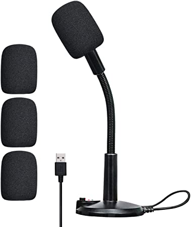 USB Microphone, Plug & Play Microphone for Computer, HD Audio Quality PC Microphone, Compatible with PC and Mac etc, for Online Meetings, Live Video Streaming, Gaming Mic