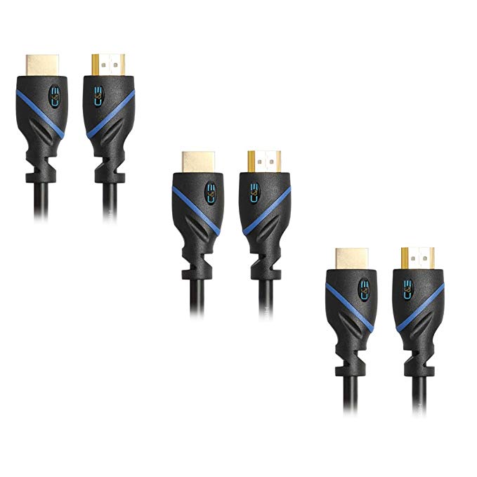 50ft (15.2M) High Speed HDMI Cable Male to Male with Ethernet Black (50 Feet/15.2 Meters) Supports 4K 30Hz, 3D, 1080p and Audio Return CNE68009 (3 Pack)