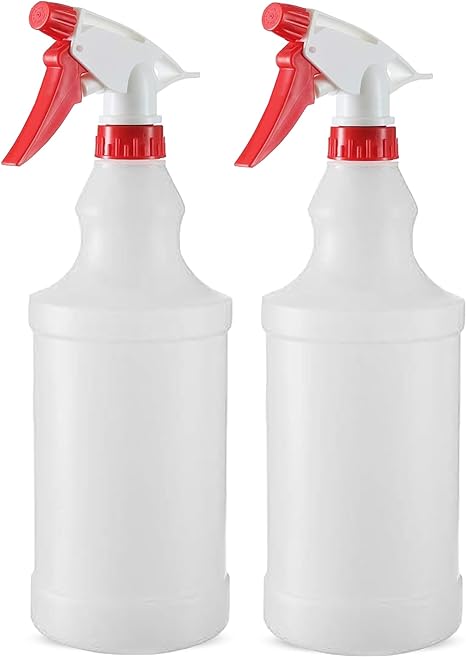 DilaBee – Empty Plastic Spray Bottle – Spray Bottles for Cleaning Solutions - 100% Leak Proof with Mist Stream and Off Trigger Settings - for Home, Garden, and More (32 Ounce - 2 Pack)