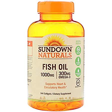 Sundown Naturals Fish Oil 1000 mg Softgels Omega 3-144 ct