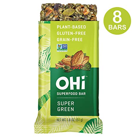 OHi Super Green Superfood Bar, Organic, Non-GMO & Vegan, 8 Refrigerated Bars