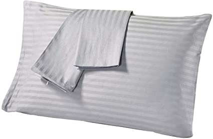 Bekith 2 Pack 100% Cotton Pillow Protectors, 400 Thread Count Pillowcase, Zippered Pillow Cover, Grey (20" x 30")