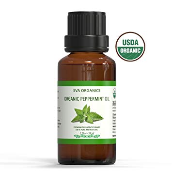 Organic Peppermint Oil USDA Certified 1 Oz 100% Pure & Natural, Steam Distilled | For Skin and Hair By SVA Organics
