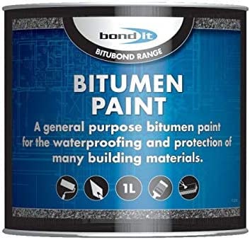 Bond-It Bitumen Paint - 1 litre - Solvent-bourne bituminous black paint for waterproofing & weatherproofing steelwork, concrete, wood, asphalt & portable water tanks